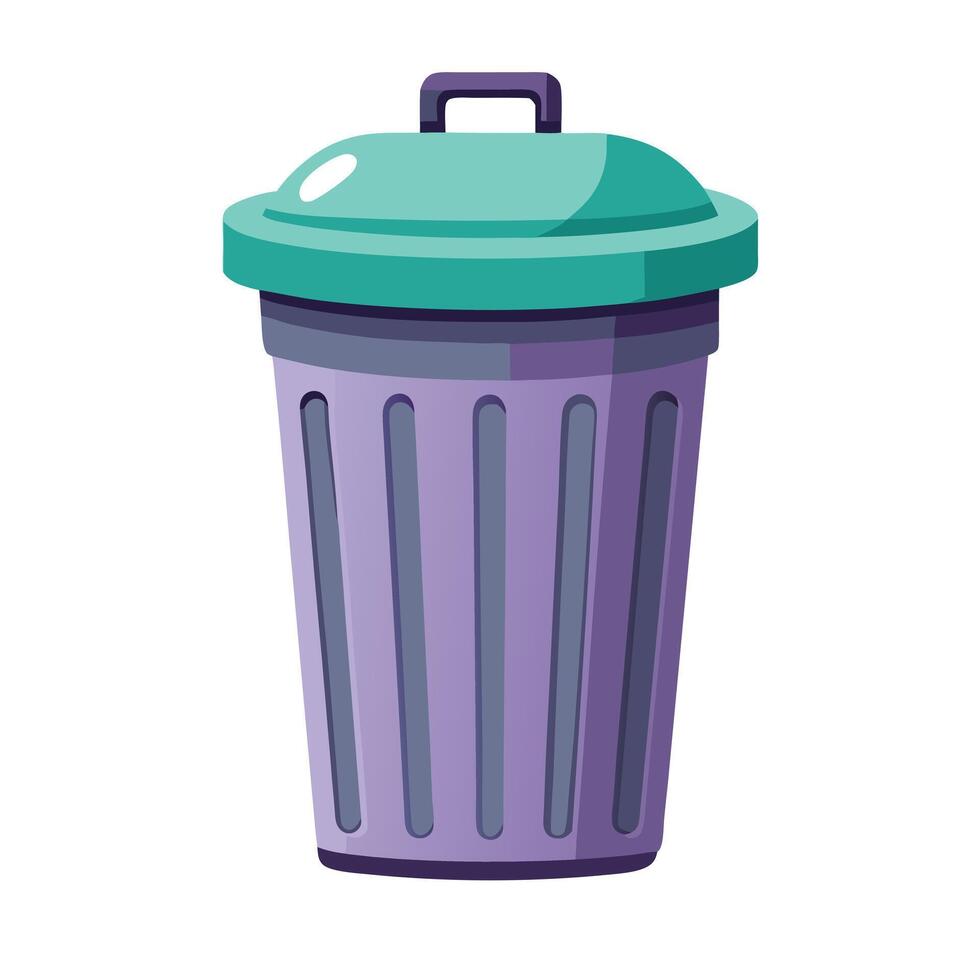 Modern Trash Can Icon with a Lid and Trash Can Concept vector