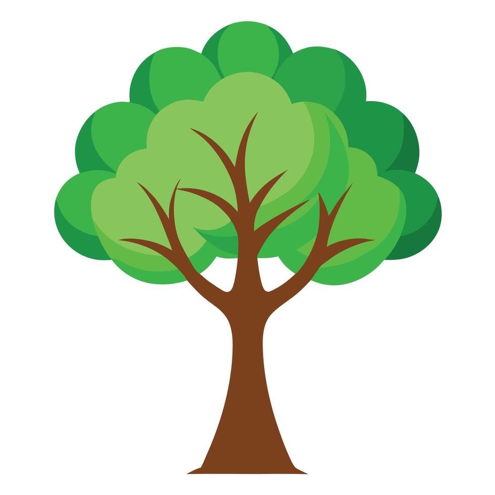 Flat Style Tree Icon with Green Foliage and Tree Concept vector