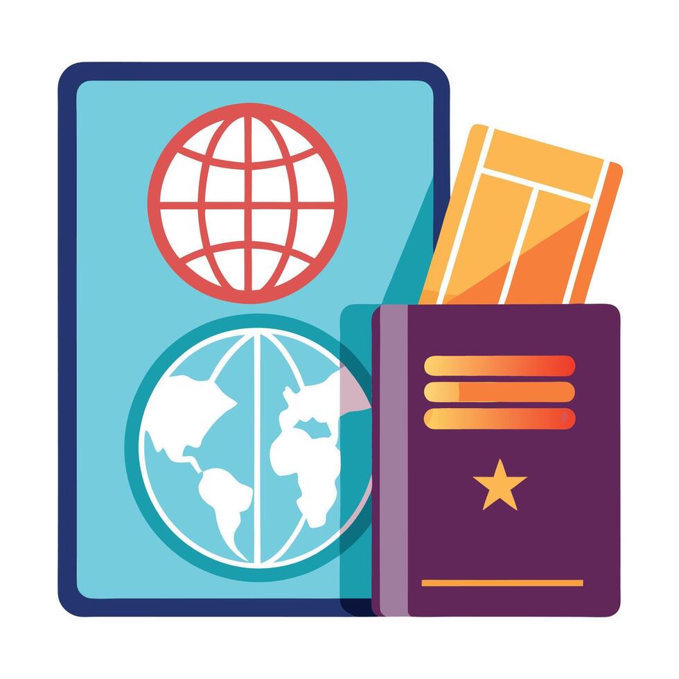 Passport Icon with a Boarding Pass and Travel Concept vector