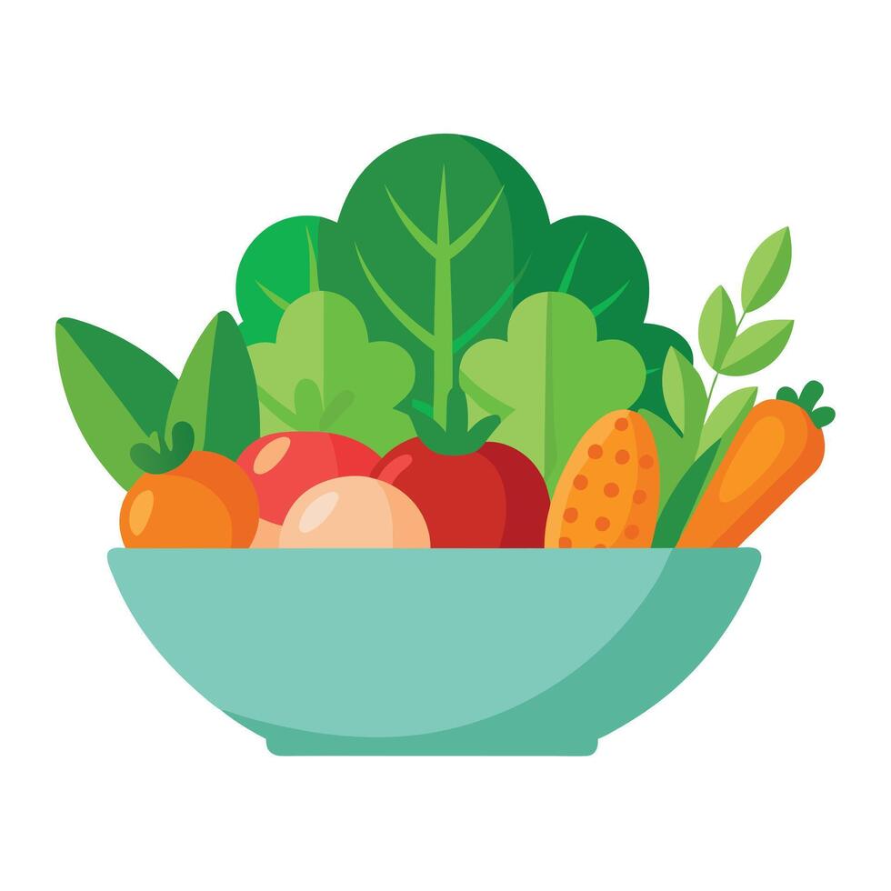 Bowl Icon with Vegetables and Vegan Food Concept vector
