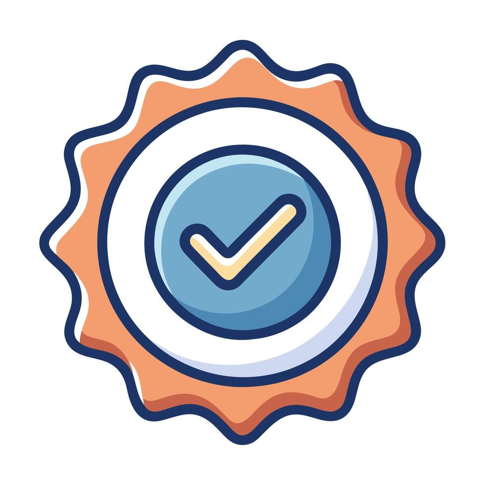 Stamp Icon with a Tick Mark and Warranty Concept vector
