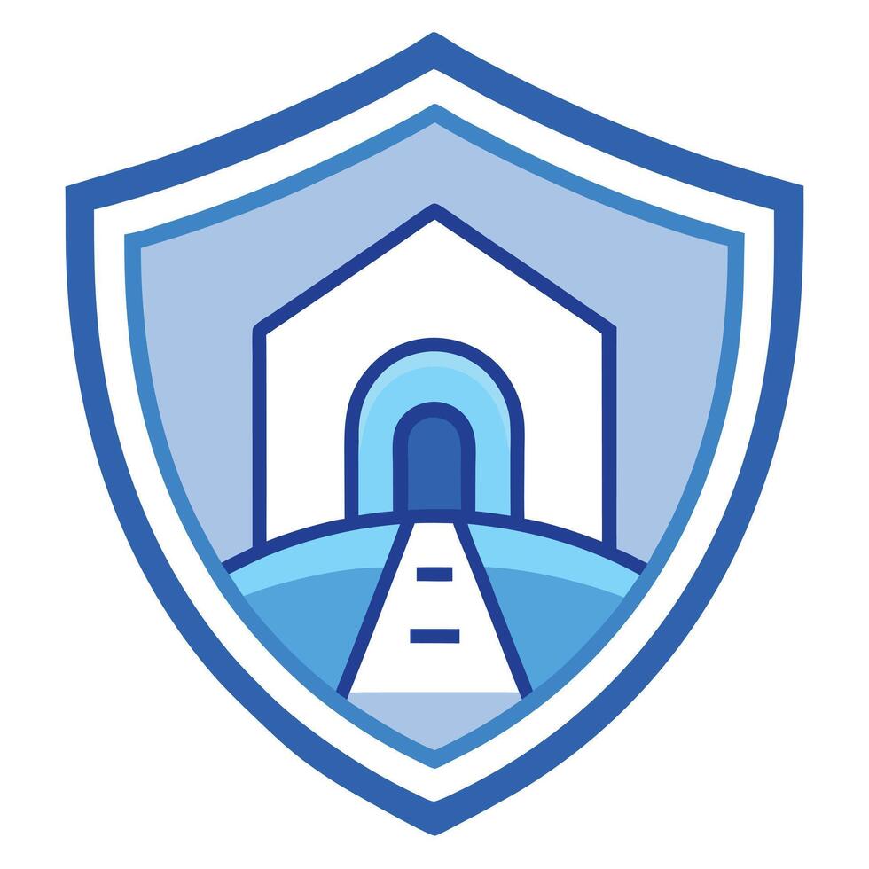 Shield Icon with a Tunnel Graphic and VPN Concept vector