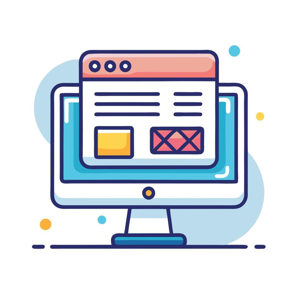 Computer Screen Icon with a Wireframe and Web Design Concept vector