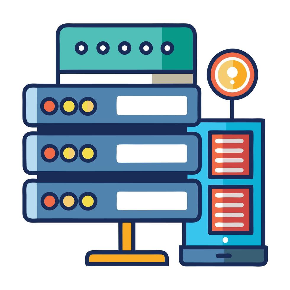 Server Icon with a Website Symbol and Website Hosting Concept vector