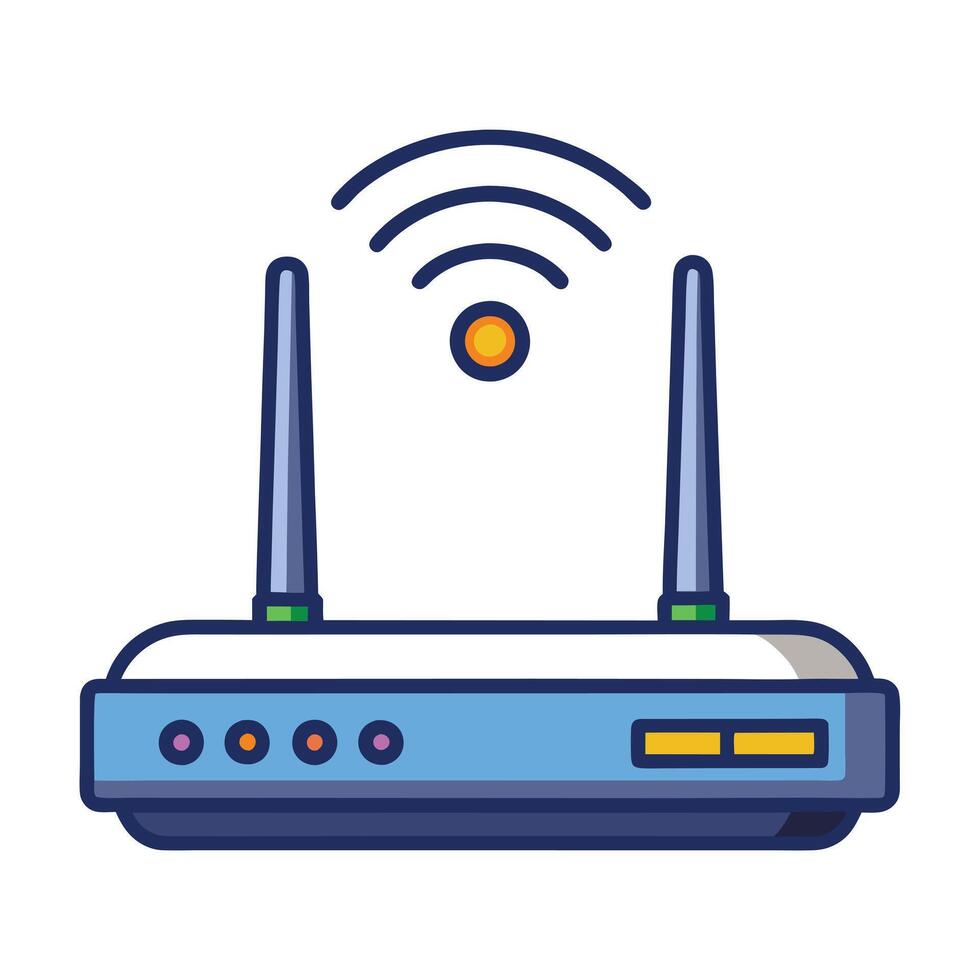 Router Icon Emitting Signals and Wi-Fi Router Concept vector