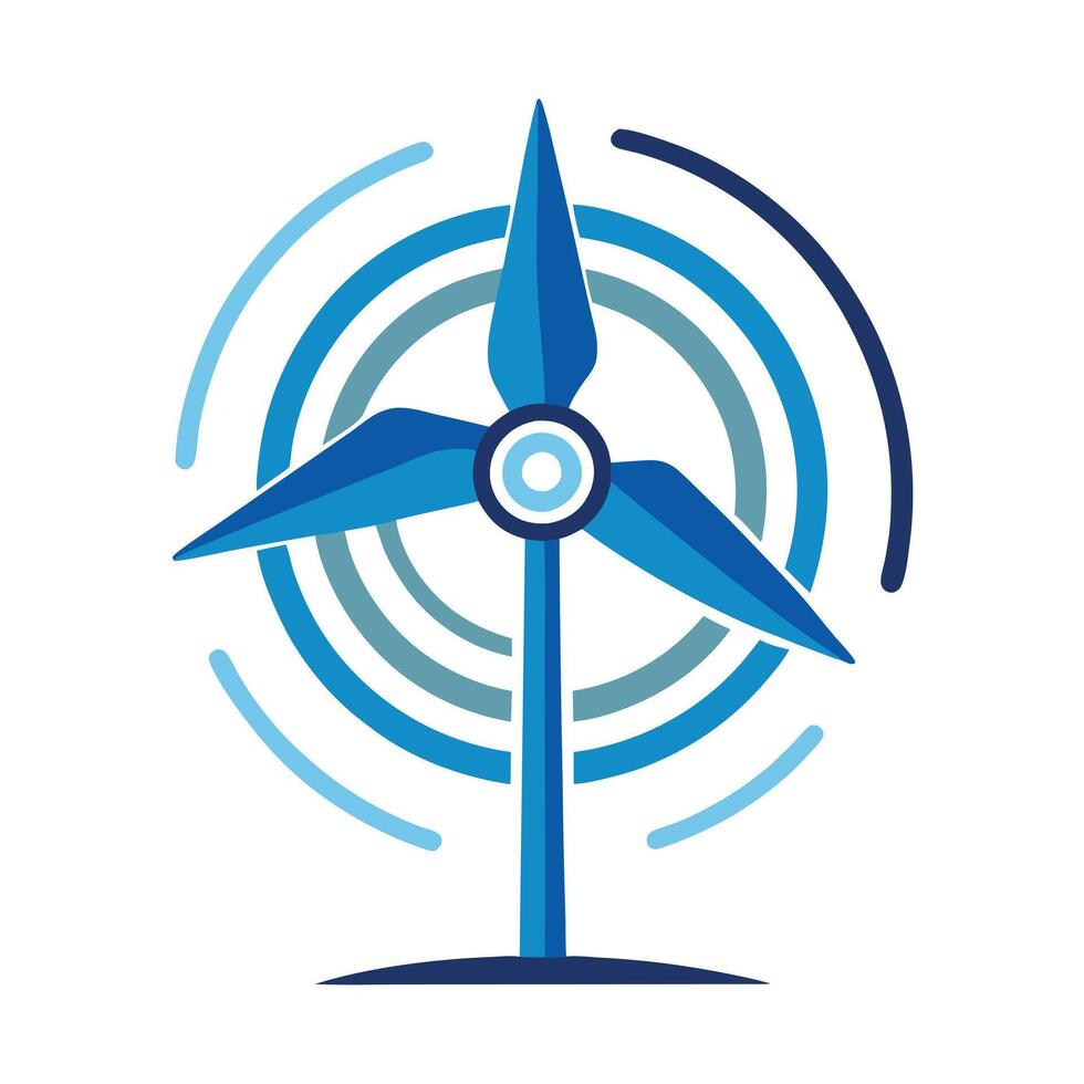 Wind Turbine Icon with Spinning Blades and Wind Turbine Concept vector