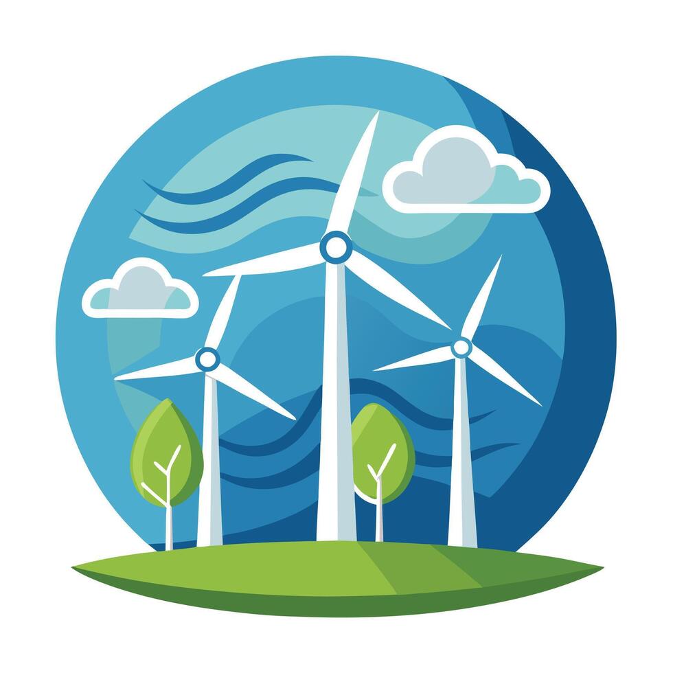 Wind Turbines Icon Surrounded by Gusts and Wind Energy Concept vector