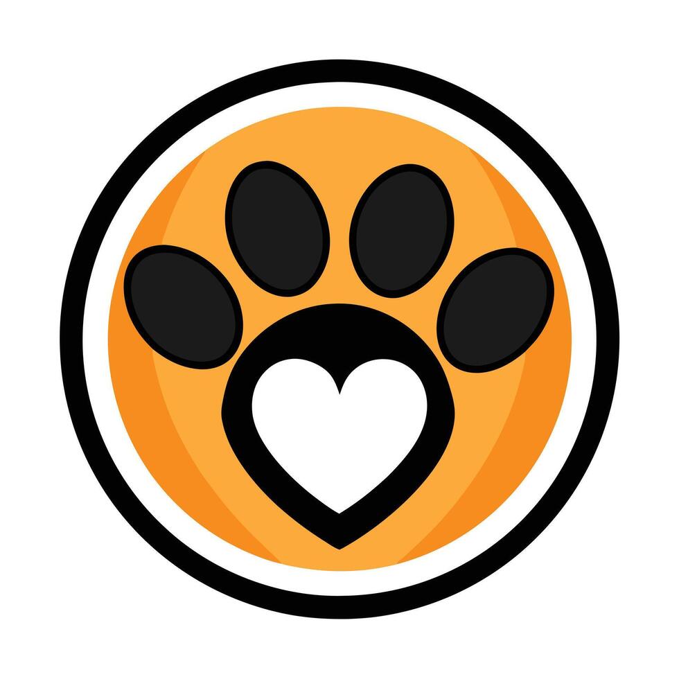 Animal Welfare Paw Print with Heart Icon vector