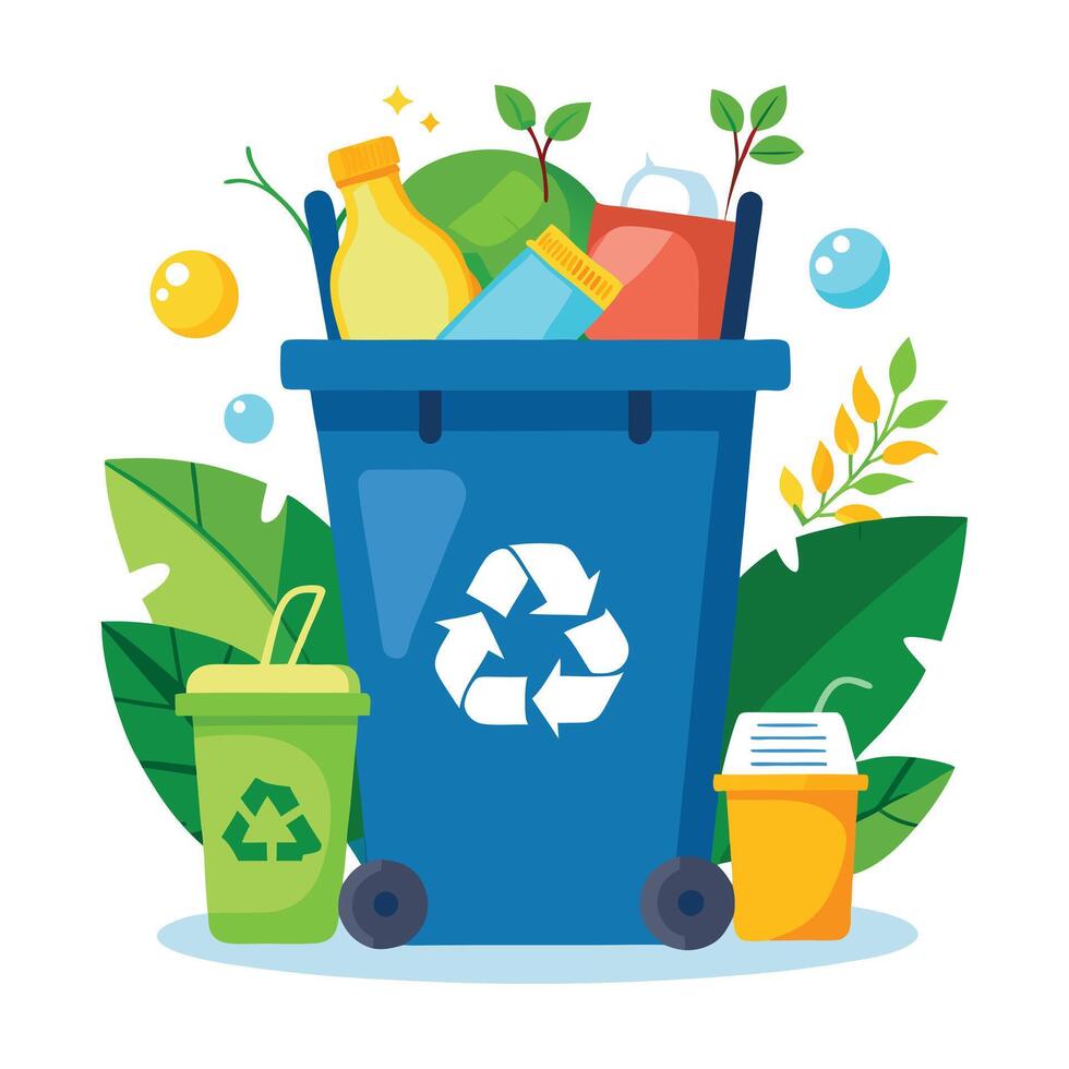 Recycling Bin Icon with Zero Waste Policy and Environmental Concept vector