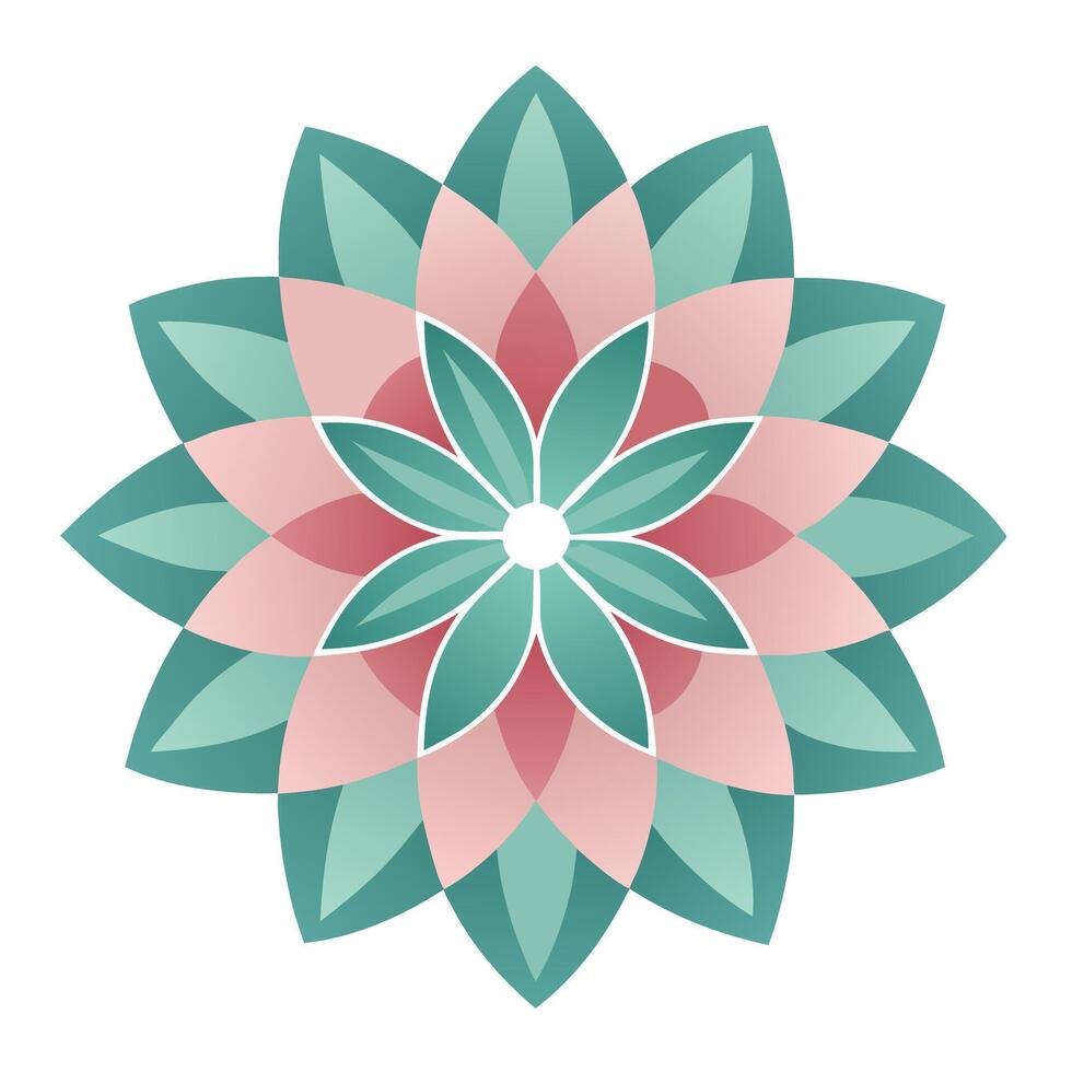 Elegant Soft Geometry Arc Petaled Blossom and Flower Concept vector