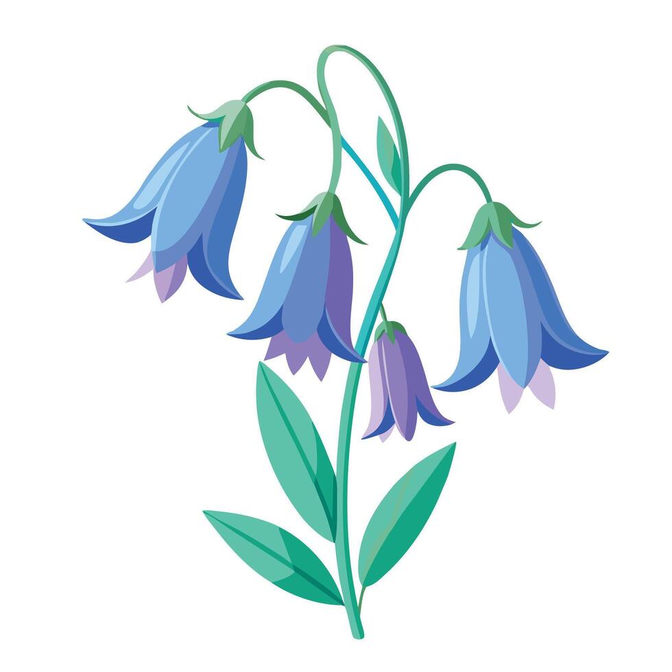 Graceful Bellflower Cluster with Soft Blue Hues and Flower Concept vector