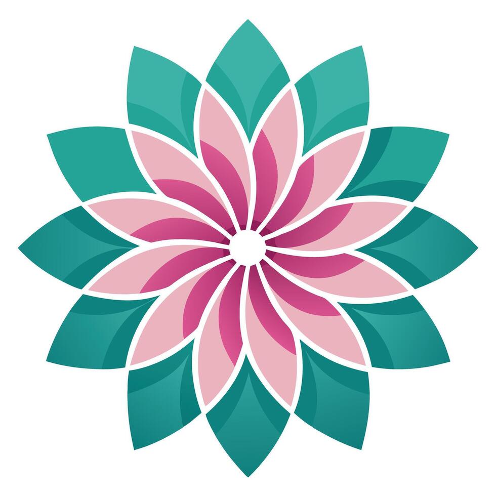 Modern Soft Geometry Arc Petaled Blossom and Flower Concept vector