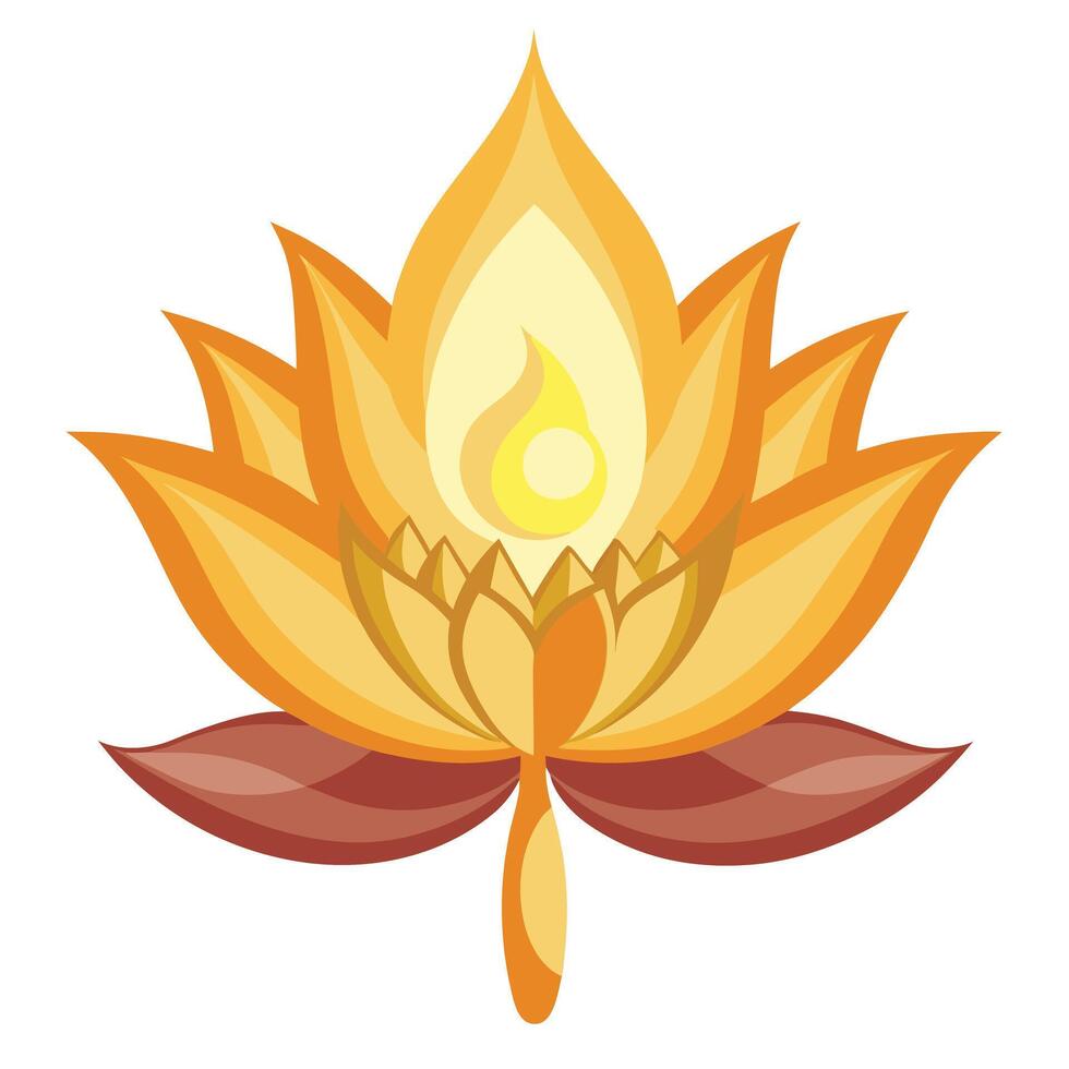 Intricate Candle Flame Flower with Glowing Petals and Flower Concept vector