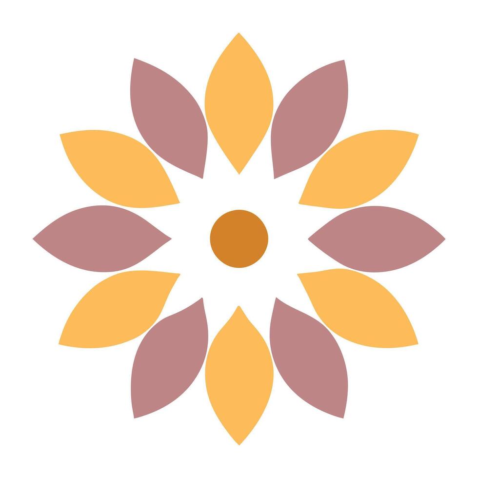 Perfect Symmetry Circle Petal Flower and Minimalist Design and Flower Concept vector