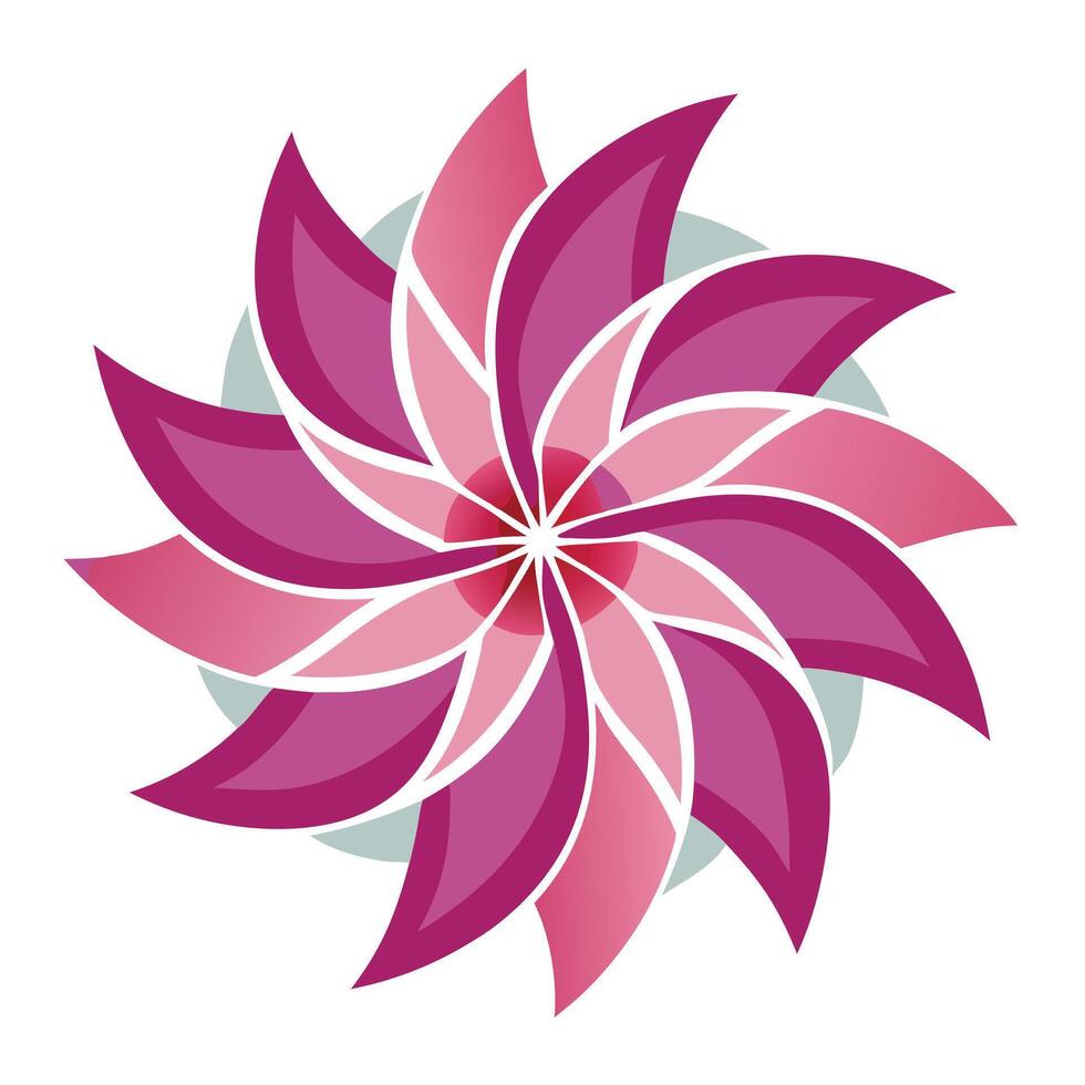 Rhythmic Curved Dash Petal Flower with Flow and Flower Concept vector