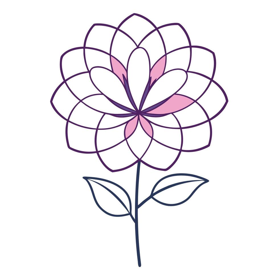 Artistic Double Lined Petal Blossom with Elegant Simplicity and Flower Concept vector