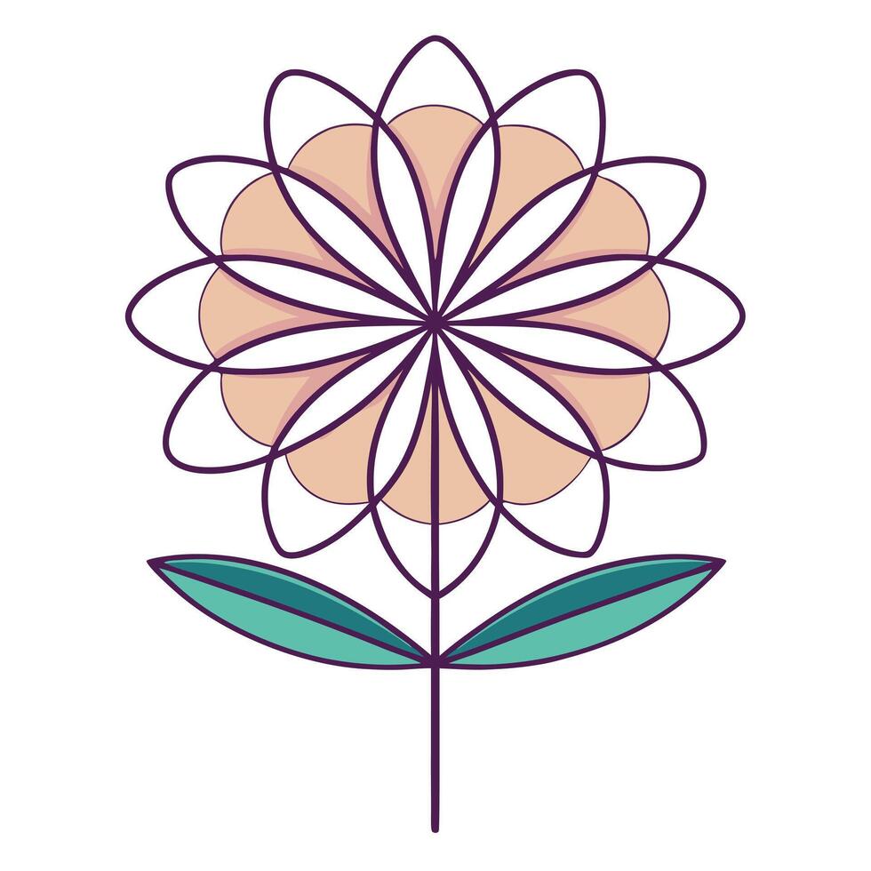 Modern Double Lined Petal Blossom with Elegant Simplicity and Flower Concept vector