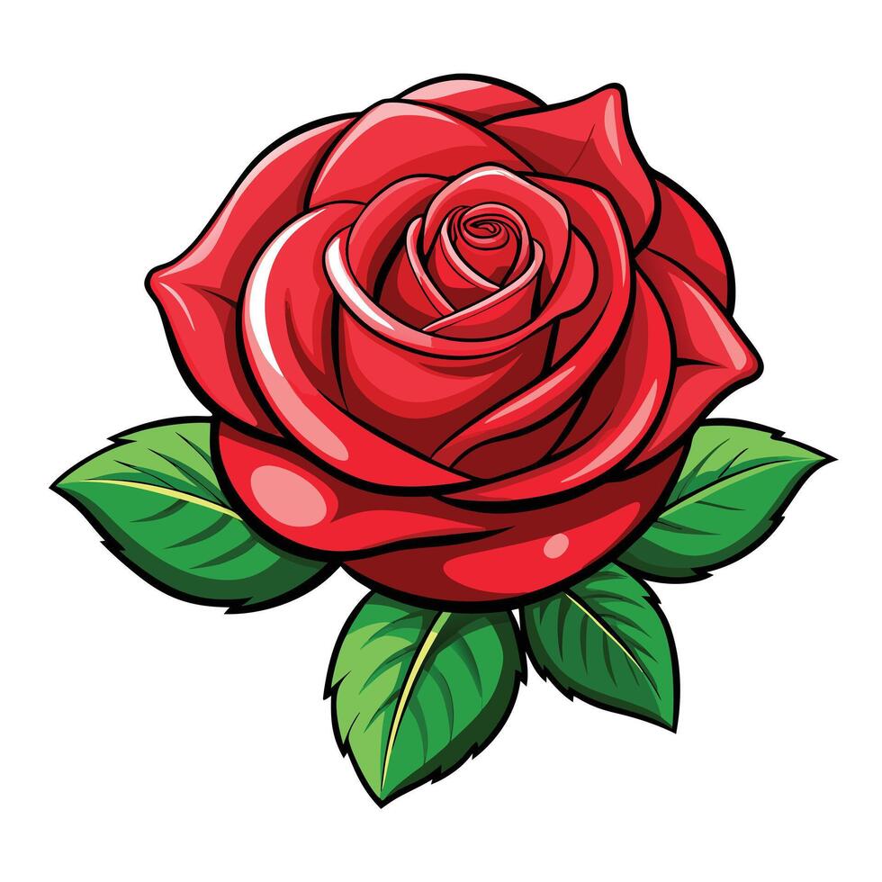 Exquisite Elegant Rose with Detailed Petals and Rose Illustration and Flower Concept vector