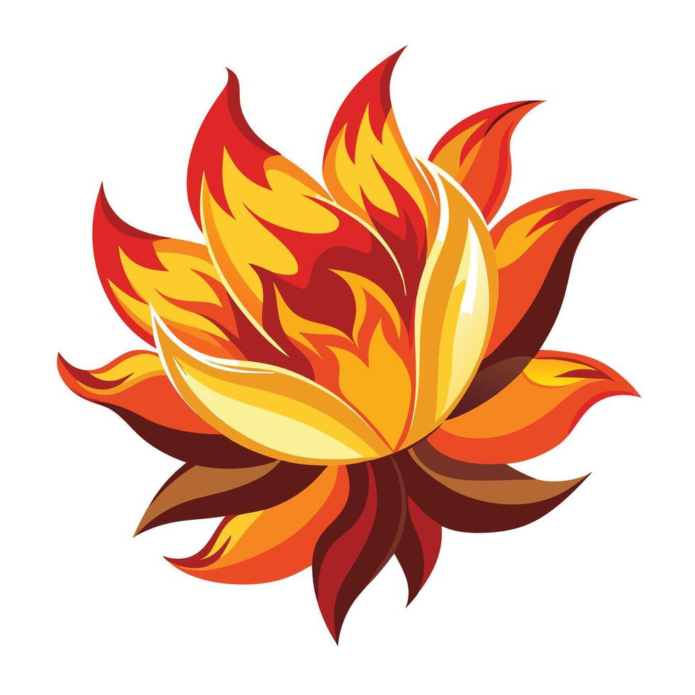 Dramatic Fire Flower with Fiery Petals and Artistic Design and Flower Concept vector