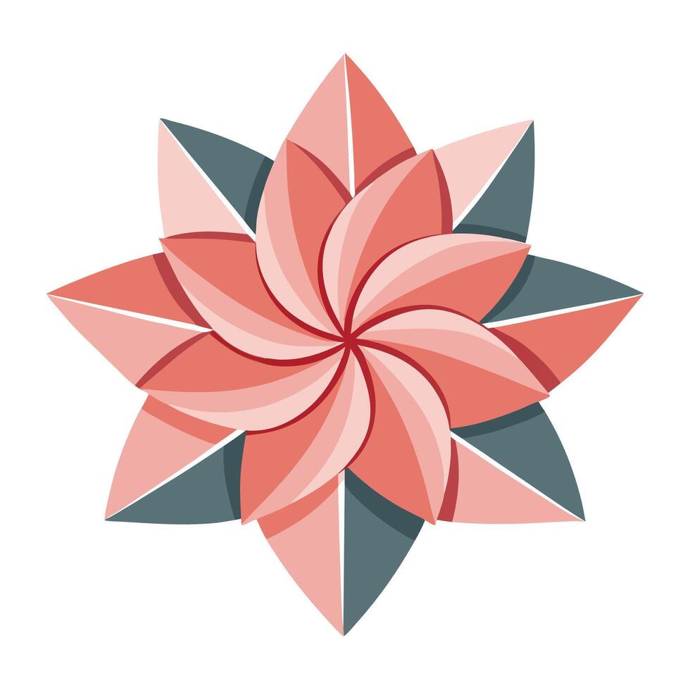 Modern Folded Paper Petal Blossom with Origami Inspiration and Flower Concept vector