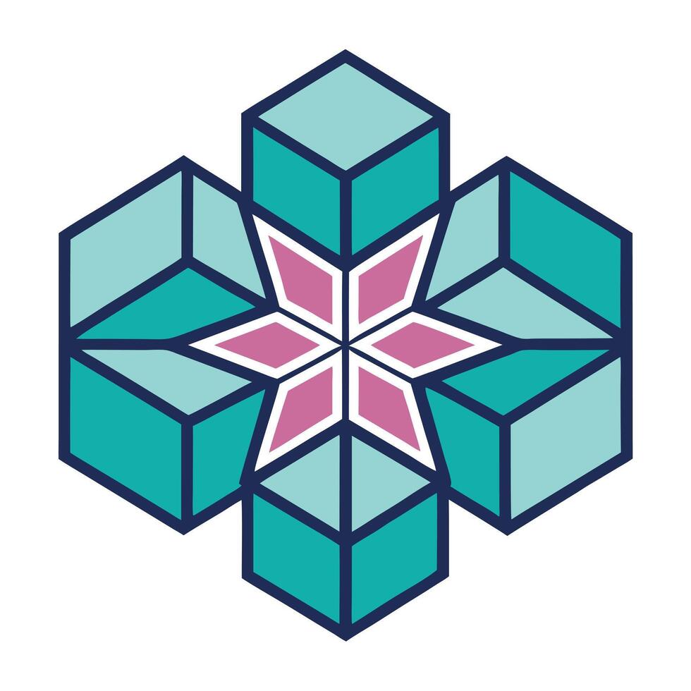 Modern Geometric Box Petal Flower with Structured Elegance and Flower Concept vector