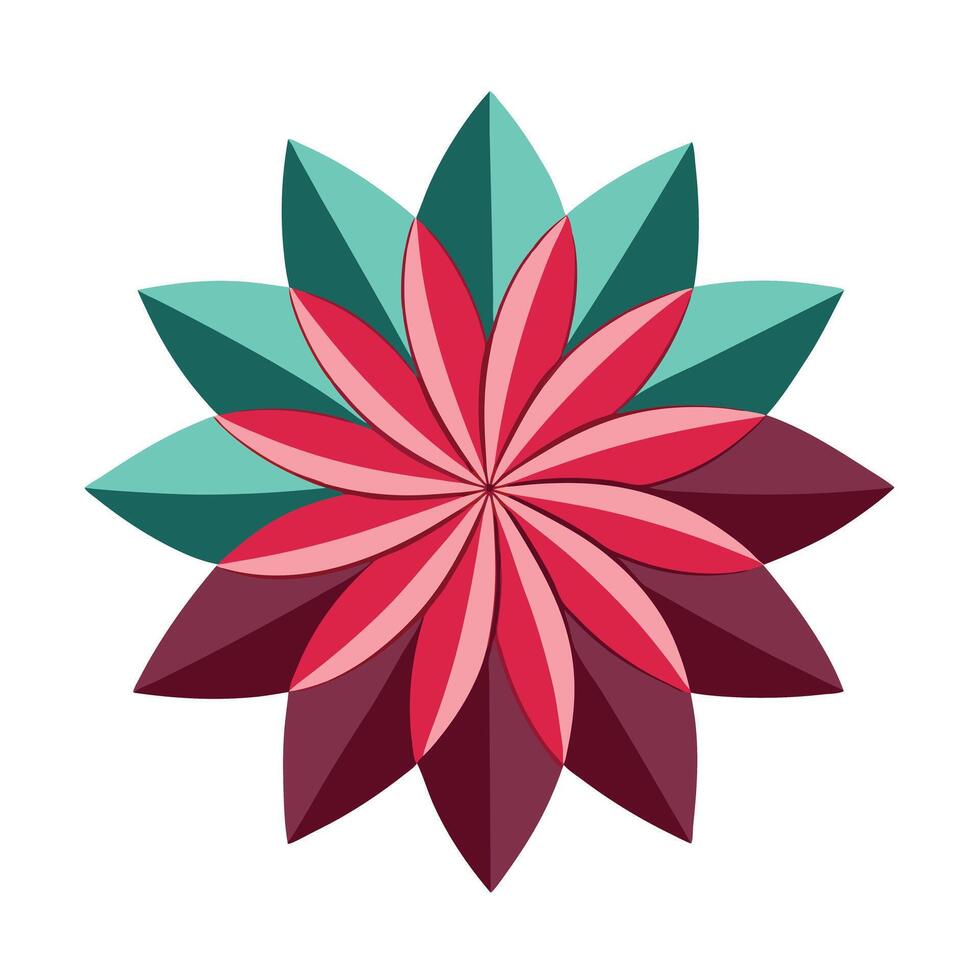 Elegant Geometric Fan Petal Flower with Sharp Edges and Flower Concept vector