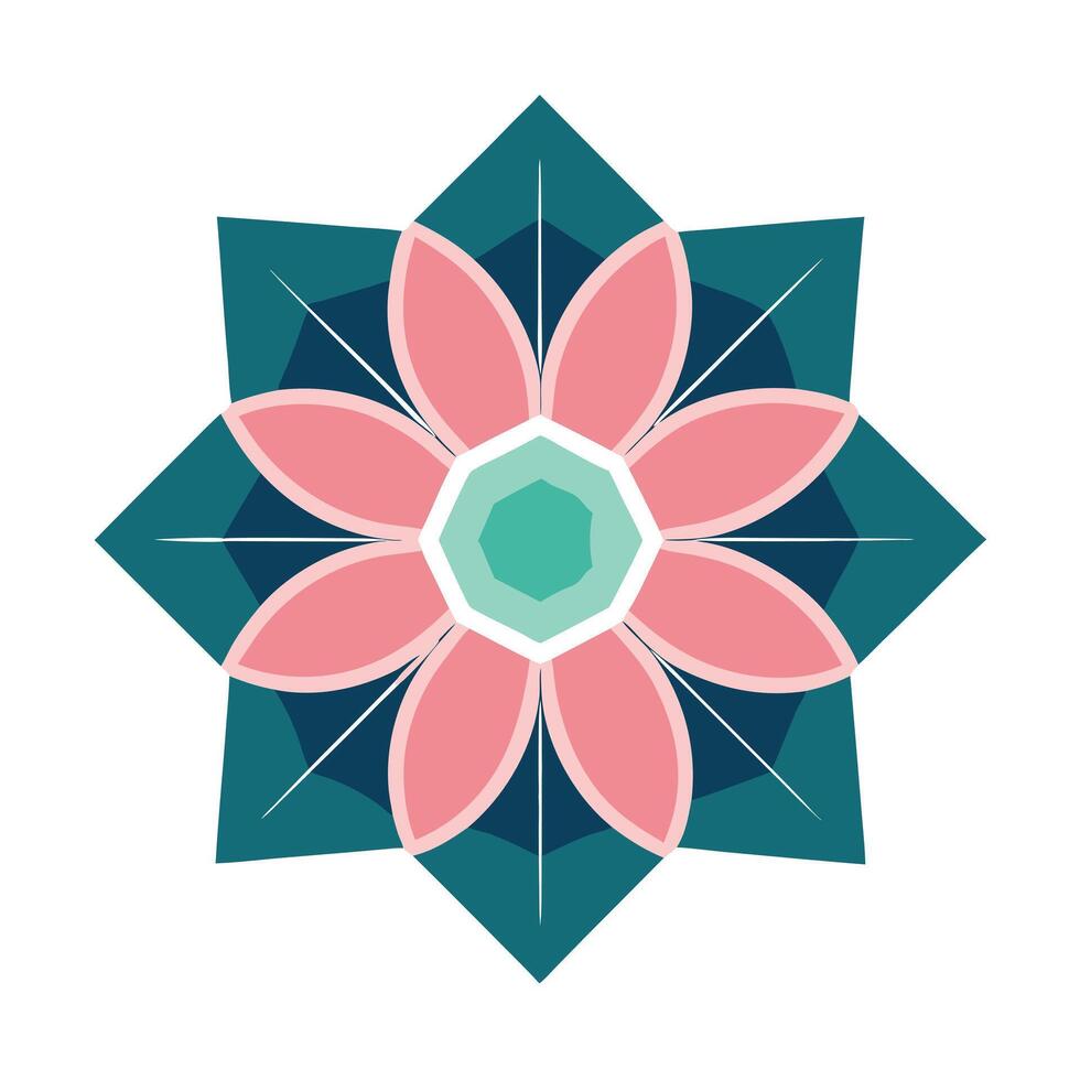 Modern Radial Balance Hexagon Centered Blossom and Flower Concept vector
