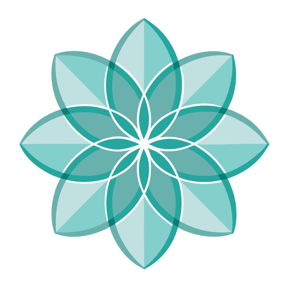 Elegant Overlapping Shapes Intersecting Oval Petal Blossom and Flower Concept vector