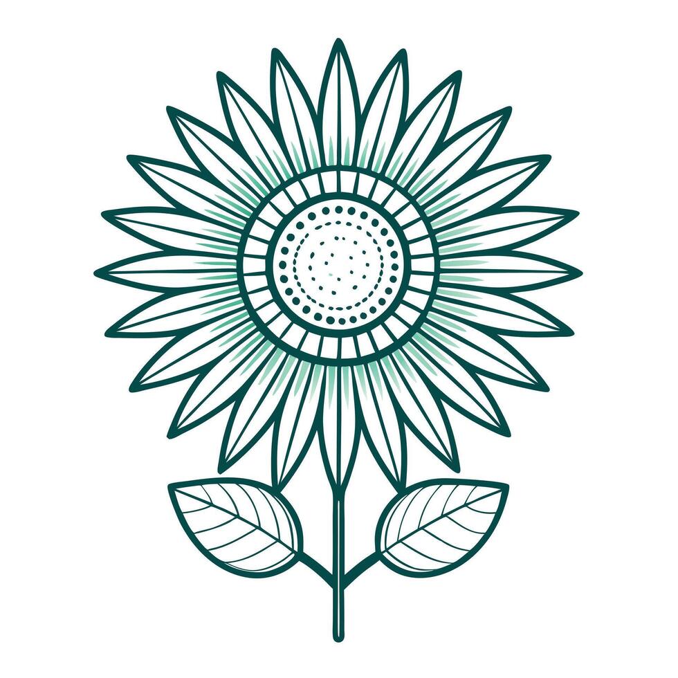 Elegant Simple Radiance Line Art Sunflower and Sunflower Illustration and Flower Concept vector