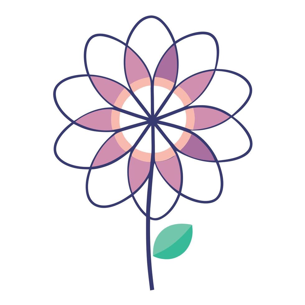 Elegant Continuous Flow Looped Wire Petal Blossom and Flower Concept vector