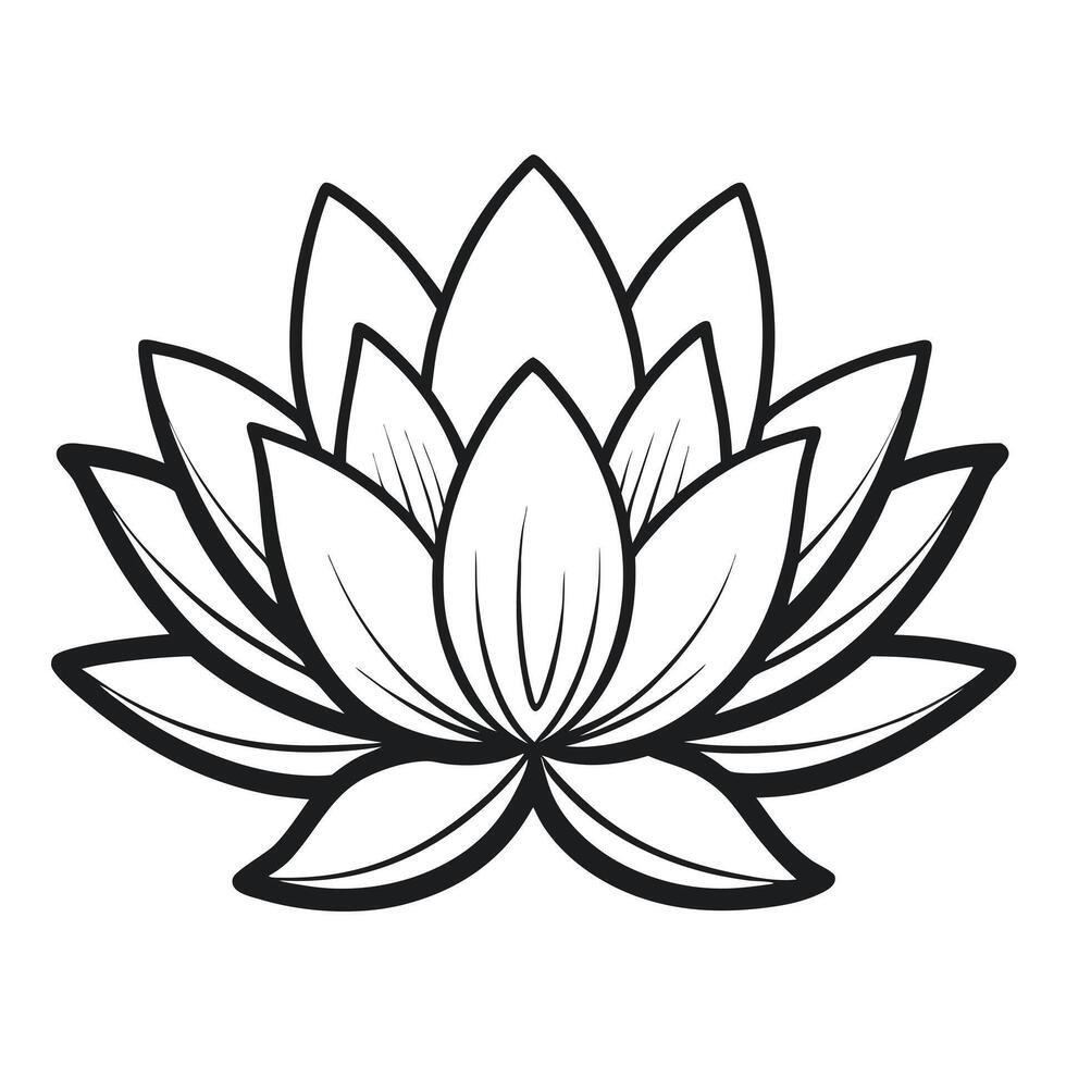 Modern Clean and Simple Monochrome Lotus with Subtle Line Art and Flower Concept vector