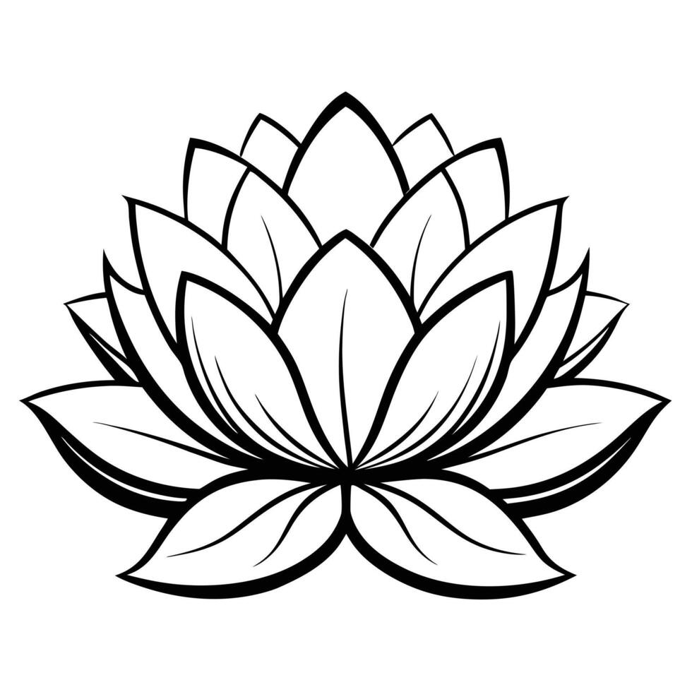Clean and Simple Monochrome Lotus with Subtle Line Art and Flower Concept vector