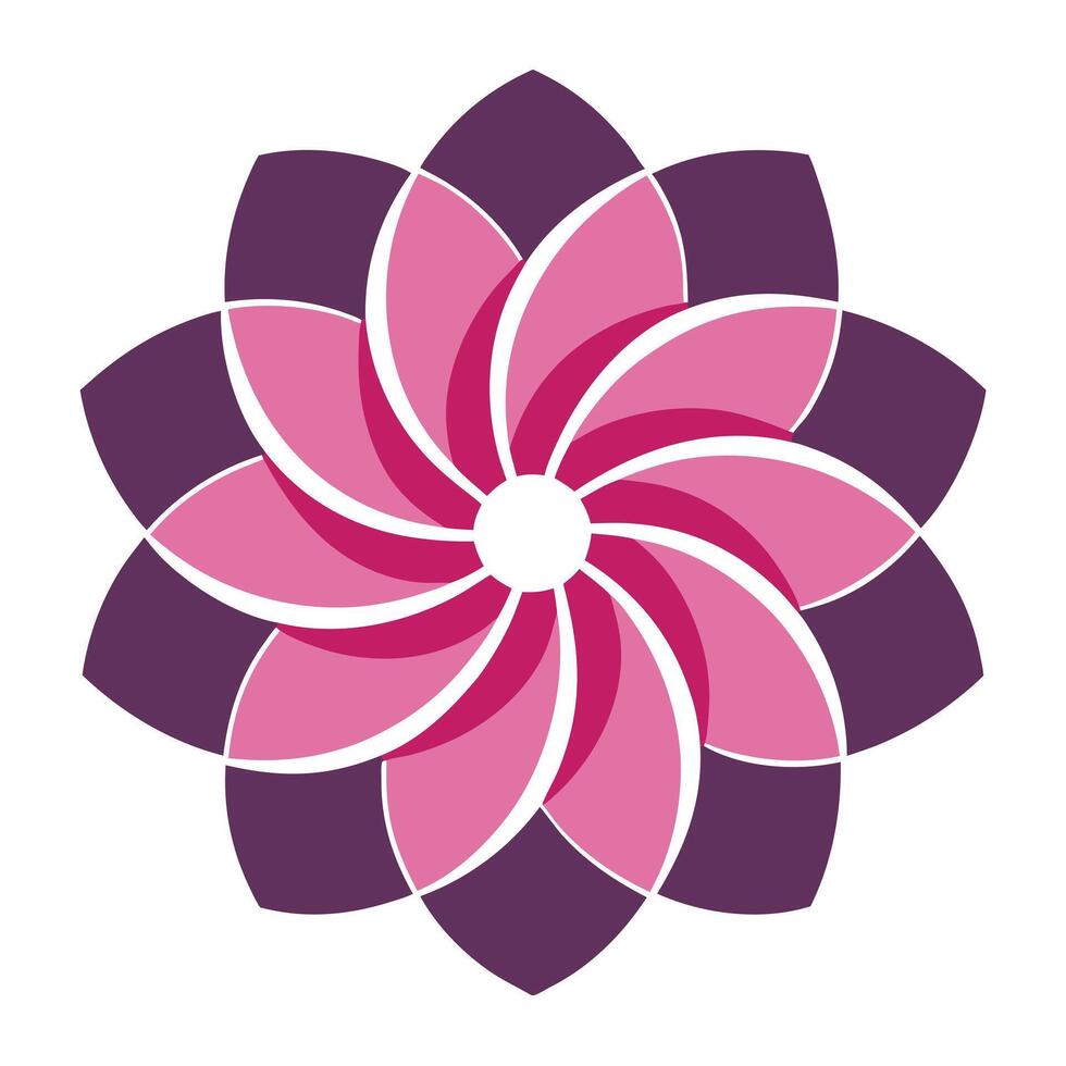 Modern Hidden Petals Negative Space Spiral Flower and Flower Concept vector
