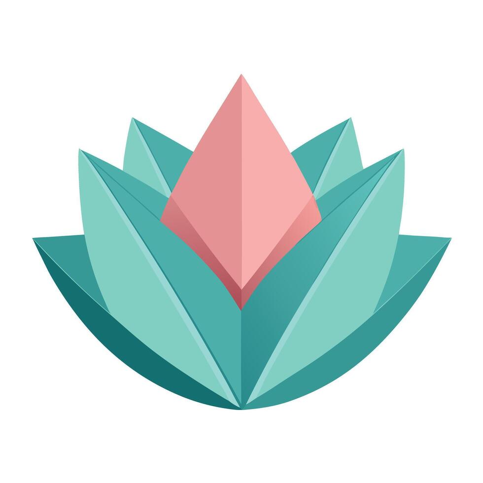 Minimalist Origami Lotus with Sharp Folded Edges and Flower Concept vector