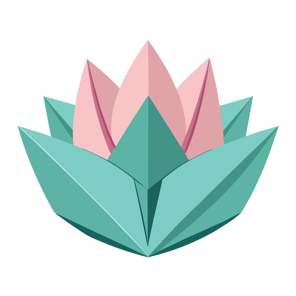 Modern Minimalist Origami Lotus with Sharp Folded Edges and Flower Concept vector