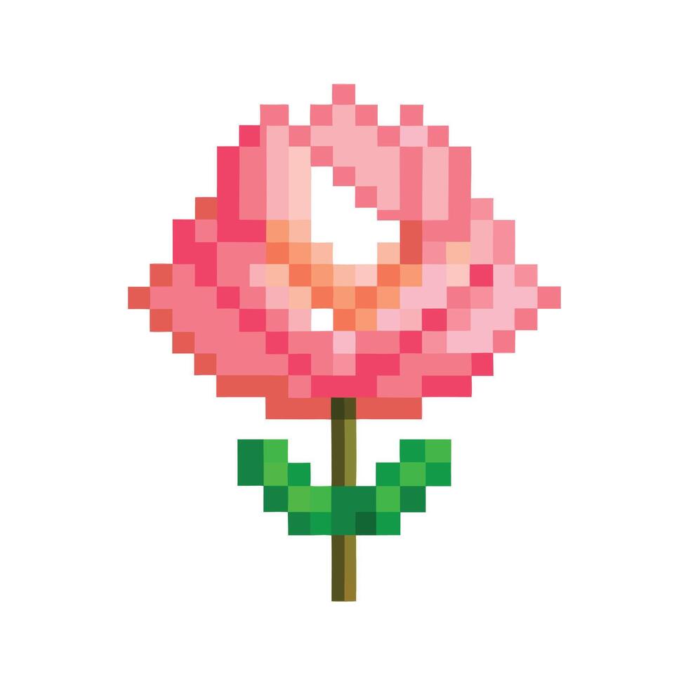 Modern Digital Aesthetic Pixelated Petal Flower and Flower Concept vector