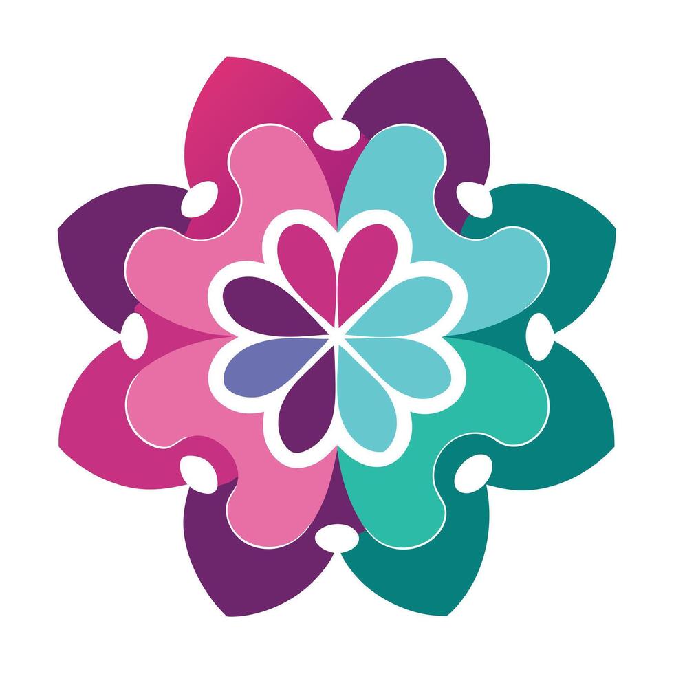 Elegant Unique Interlocking Petals Puzzle Piece Flower and Flower Concept vector