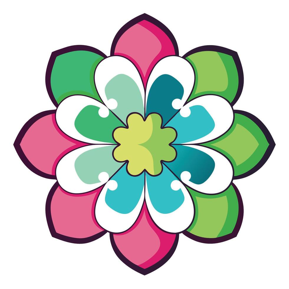 Unique Interlocking Petals Puzzle Piece Flower and Flower Concept vector