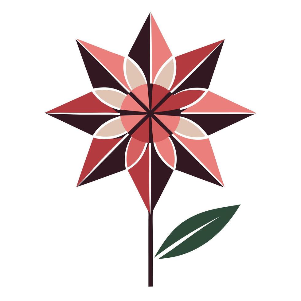 Modern Sharp Lines Thin Arrowhead Petal Blossom and Flower Concept vector