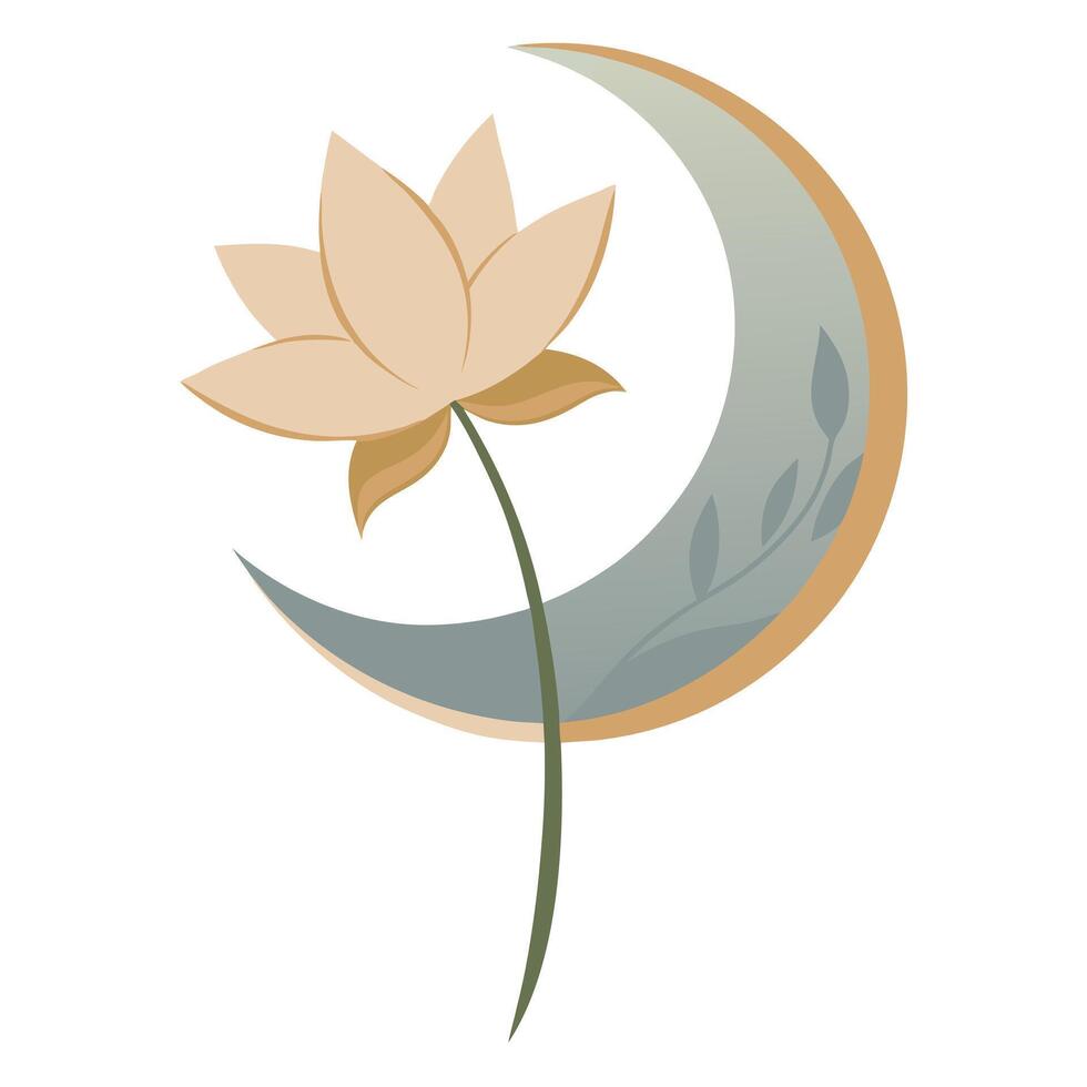 Lunar Elegance Thin Crescent Petal Flower and Flower Concept vector