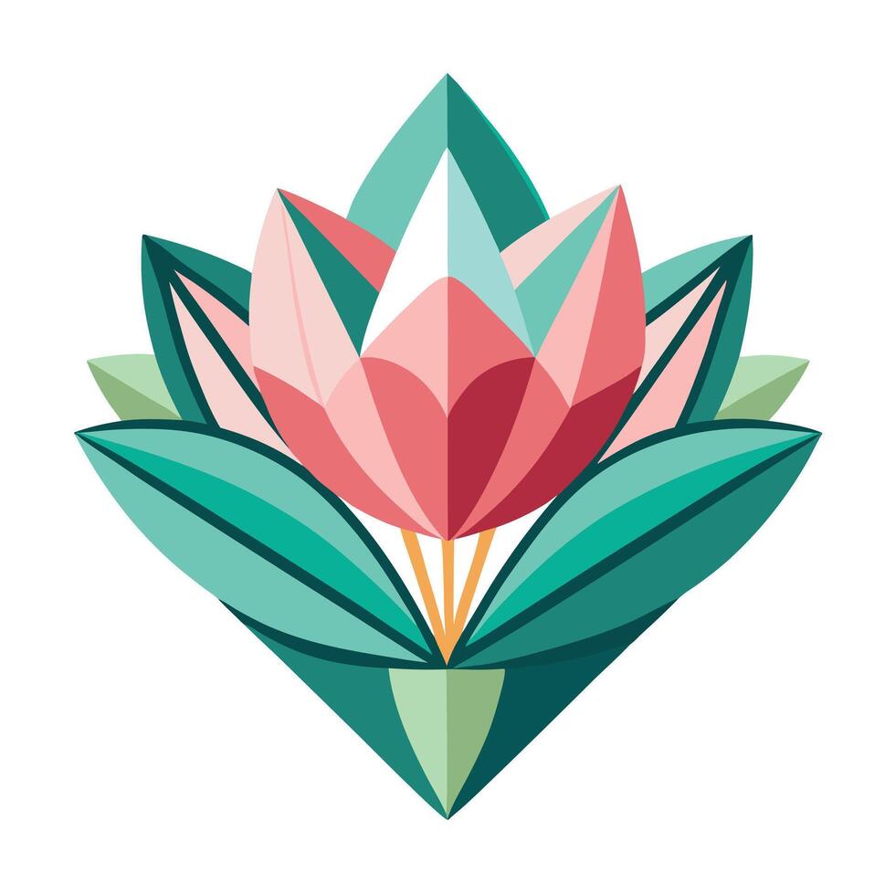 Modern Sharp Geometry Triangle Cut Petal Flower and Flower Concept vector