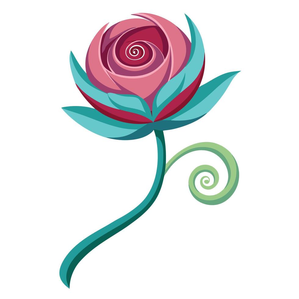 Spiral Motion Twirling Stem Flower and Flower Concept vector