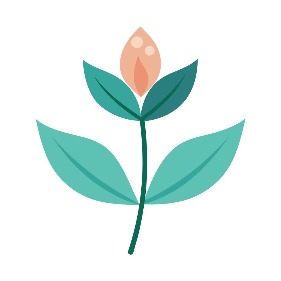 Ultra Minimalist Touch Two Leaf Flower and Flower Concept vector