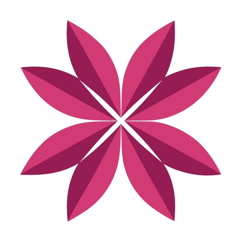 Angular Symmetry X Shaped Petal Flower and Flower Concept vector