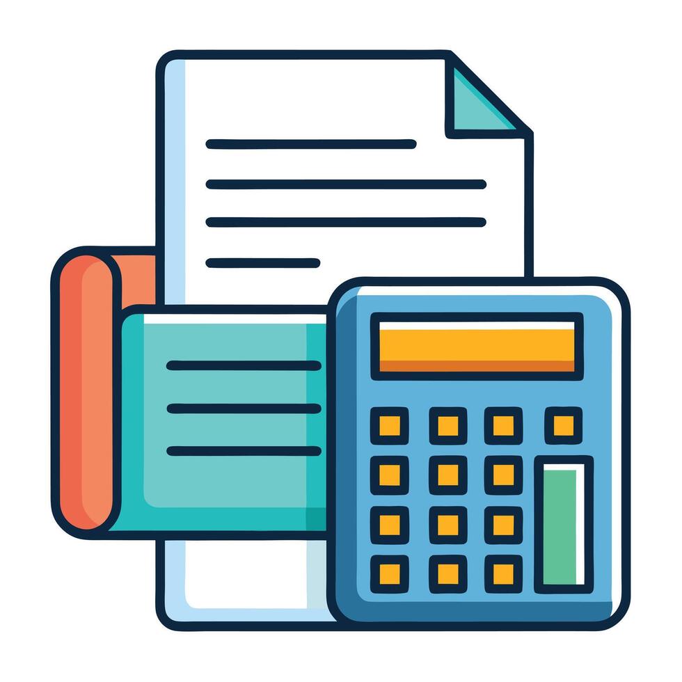 Modern Accounting Icon with Calculator and Financial Documents vector