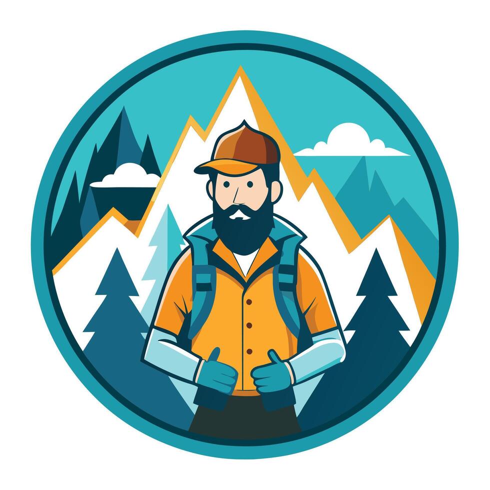 Adventure Icon with Mountain Climber and Adventure vector