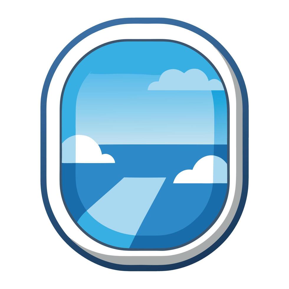 Modern Airplane Window Icon with Airplane and View vector