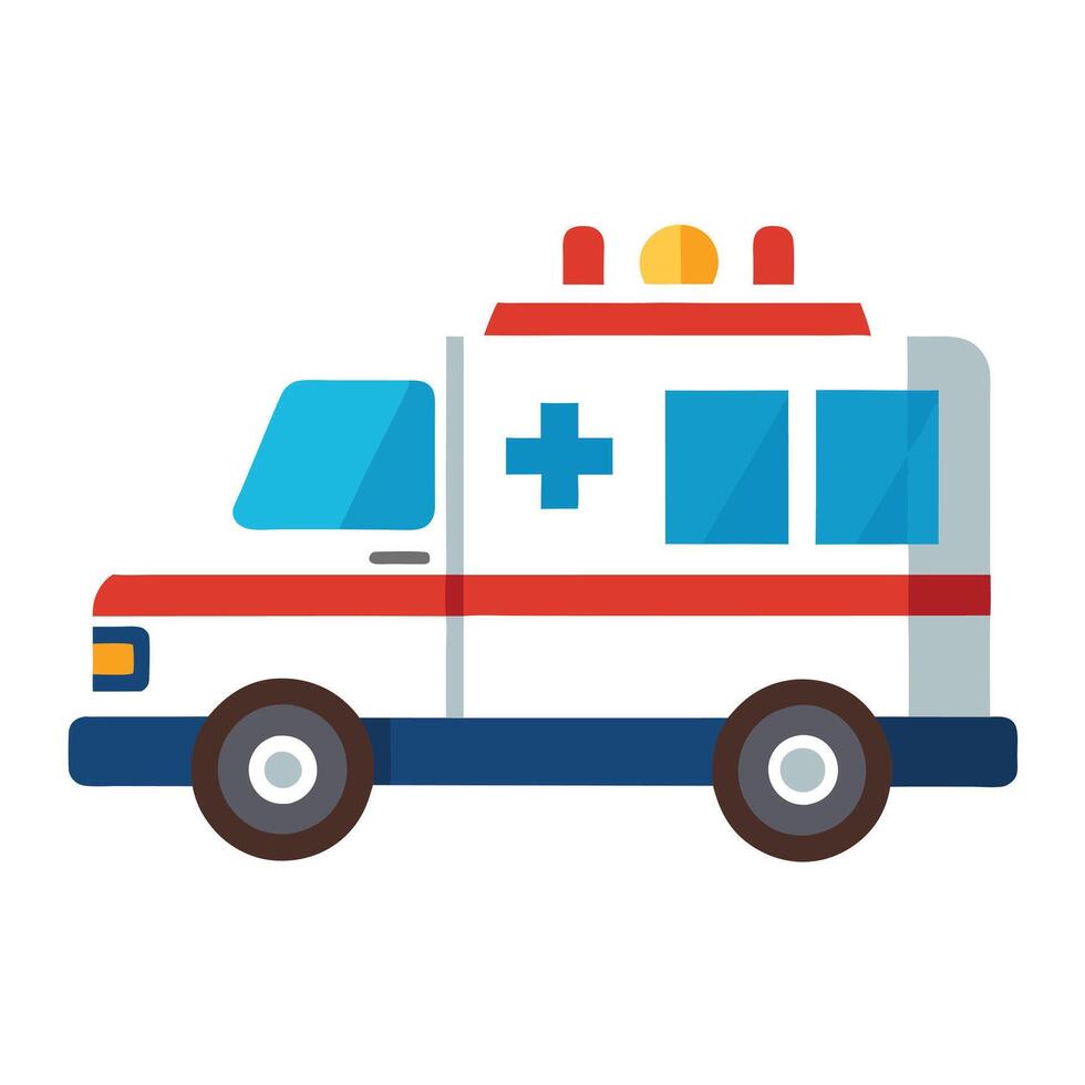 Ambulance Icon with Flat Style and Flashing Lights vector
