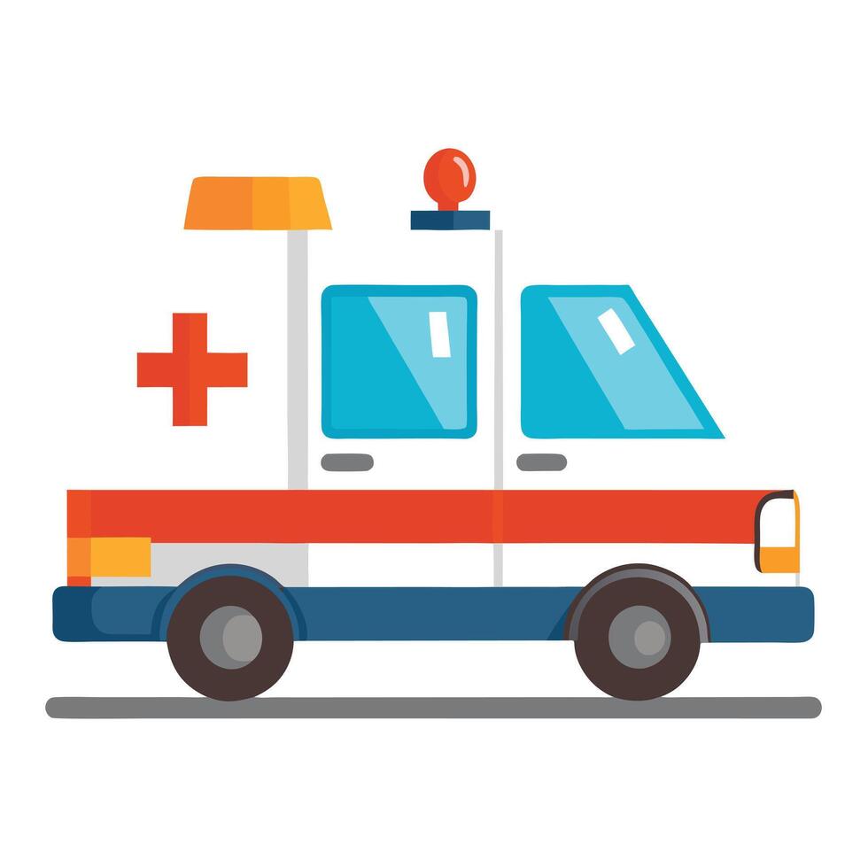 Elegant Ambulance Icon with Flat Style and Flashing Lights vector