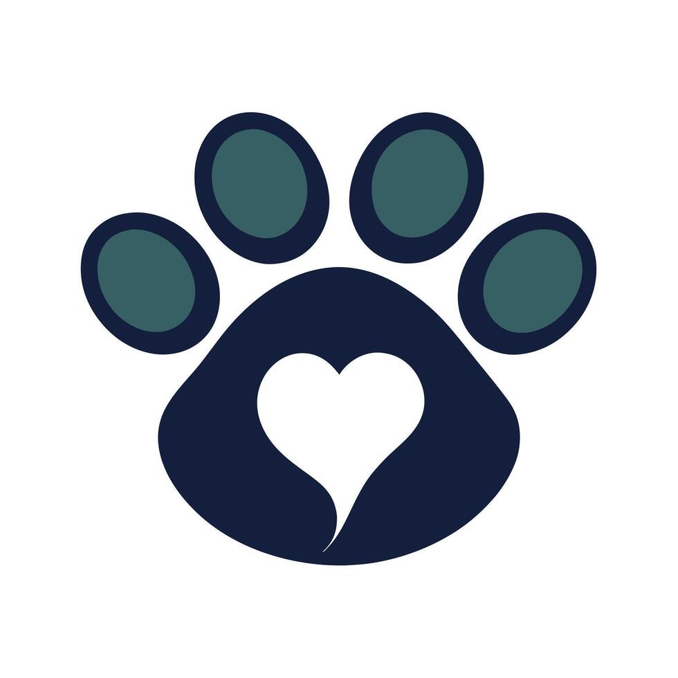 Animal Welfare Icon with Paw Print and Heart vector